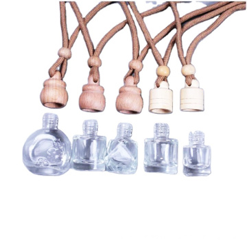 design empty transparent perfume diffuser container hanging car air freshener glass bottle